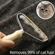 Pet Hair Remover Brush - Wooden Handle Lint Roller Scraper for Cats and Dogs, Lint Removing Shaving Tool for Carpets, Blankets, Dog Beds, and Cat Beds