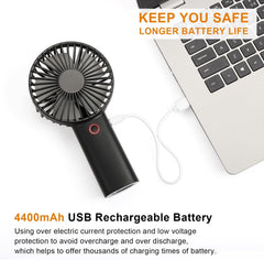 Portable Handheld Fan with 4400mAh Rechargeable Battery – 6-15 Hours of Cooling for Outdoor Activities, Compact Personal Fan for Men & Women, Ideal Summer Gift