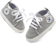 Soft Canvas Baby Sneakers with Anti-Slip Soles - High Top Denim First Walkers for Newborn Boys & Girls