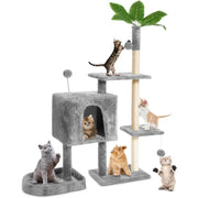 Wecharmer Cat Tree Tower for Indoor Cats | Plush Cat Condo with Green Leaves, Hanging Ball, and Leaf-Shaped Design | Cat Furniture with Scratching Posts