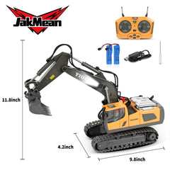 Remote Control Excavator – 11 Channel RC Construction Vehicle Toy with Rechargeable Battery, Lights & Sounds – Perfect Gifts for Kids Ages 3-12