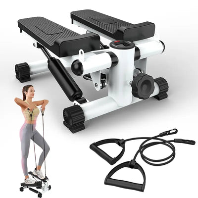 Upgraded Mini Stepper with LCD Monitor & Resistance Bands | Quiet Home Exercise Equipment | Supports Up to 330LBS