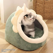 Cute Cartoon Animal Design Cat House - Semi-Closed Dinosaur & Animal Ear Shaped Cat Bed, Soft Warm Comfortable Spring Bedding Supplies for Pets - Perfect Mother's Day Gift