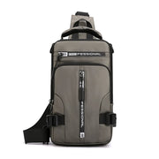 Men's Waterproof Nylon Crossbody Bag | USB Charging Travel Daypack | Multifunction Casual Messenger Chest Bag