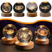 3D Galaxy Crystal Ball with LED Lamp Stand | Solar System Model Glass Sphere | Planets Display Light