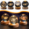 3D Galaxy Crystal Ball with LED Lamp Stand | Solar System Model Glass Sphere | Planets Display Light