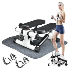 Health & Fitness Mini Stepper for Home Exercise | Stair Step Workout Machine with Resistance Bands & LCD Monitor | 330LBS Capacity