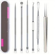 6-Piece Acne and Blackhead Removal Tool Kit - Multifunctional Pore Cleansing Tools for Facial Skin Care & Beauty