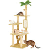 Wecharmer Cat Tree Tower for Indoor Cats | Plush Cat Condo with Green Leaves, Hanging Ball, and Leaf-Shaped Design | Cat Furniture with Scratching Posts