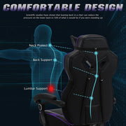 Purple Gaming Chair with Footrest | Reclining High Back Computer Chair for Big & Tall Gamers | Massage Feature Racing Style Office Chair