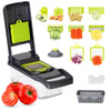 12-in-1 Multi-Functional Vegetable Chopper and Slicer with Draining Basket - Kitchen Cutter, Dicer, and Salad Maker for Onions, Potatoes, and More with Container