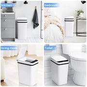 2.5 Gallon Touchless Bathroom Trash Can with Lid | Smart Plastic Waste Bin for Kitchen & Bathroom