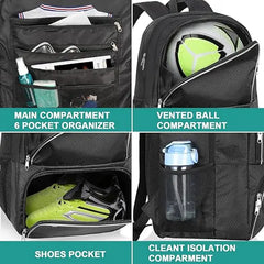 Multi-Sport Soccer Backpack | Separate Cleat & Ball Compartments | Ideal for Football, Basketball, & Volleyball (Balls & Cleats Not Included)