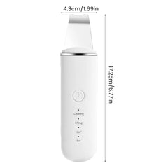 USB Rechargeable Ultrasonic Facial Skin Scrubber – Electric Pore Deep Cleansing Spatula with 250mAh Battery, 4 Modes, and Blackhead Scraper | Portable Skin Care Beauty Tool
