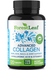 Forestleaf Multi Collagen Pills with Hyaluronic Acid & Vitamin C | Hydrolyzed Collagen Supplement for Women & Men | Anti-Aging, Skin, Hair, Nails & Joint Support | 120 Capsules