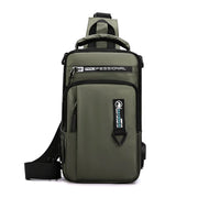 Men's Waterproof Nylon Crossbody Bag | USB Charging Travel Daypack | Multifunction Casual Messenger Chest Bag