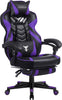 Purple Gaming Chair with Footrest | Reclining High Back Computer Chair for Big & Tall Gamers | Massage Feature Racing Style Office Chair