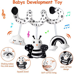 Baby Car Seat Toys – Musical Plush Spiral Activity Toy for Stroller and Infant – Engaging Hanging Toys for Newborns 0-12 Months