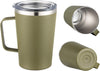 16oz Stainless Steel Travel Coffee Mug Set with Lid & Handle – Double Wall Vacuum Insulated Coffee Cups for Hot & Cold Beverages (Army Green, 2-Pack)