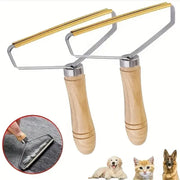 Pet Hair Remover Brush - Wooden Handle Lint Roller Scraper for Cats and Dogs, Lint Removing Shaving Tool for Carpets, Blankets, Dog Beds, and Cat Beds