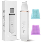 USB Rechargeable Ultrasonic Facial Skin Scrubber – Electric Pore Deep Cleansing Spatula with 250mAh Battery, 4 Modes, and Blackhead Scraper | Portable Skin Care Beauty Tool