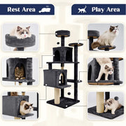 Wecharmer Cat Tree Tower for Indoor Cats | Plush Cat Condo with Green Leaves, Hanging Ball, and Leaf-Shaped Design | Cat Furniture with Scratching Posts