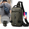 Men's Waterproof Nylon Crossbody Bag | USB Charging Travel Daypack | Multifunction Casual Messenger Chest Bag