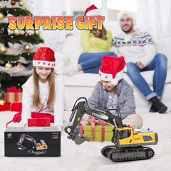 Remote Control Excavator – 11 Channel RC Construction Vehicle Toy with Rechargeable Battery, Lights & Sounds – Perfect Gifts for Kids Ages 3-12