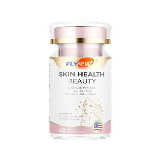 Flynew Skin Health Supplement | Anti-Aging with Sodium Hyaluronate, Collagen Peptides, Vitamin E & C | Glutathione & L-Theanine for Radiant Skin | Made in USA | 60 Capsules