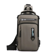 Men's Waterproof Nylon Crossbody Bag | USB Charging Travel Daypack | Multifunction Casual Messenger Chest Bag